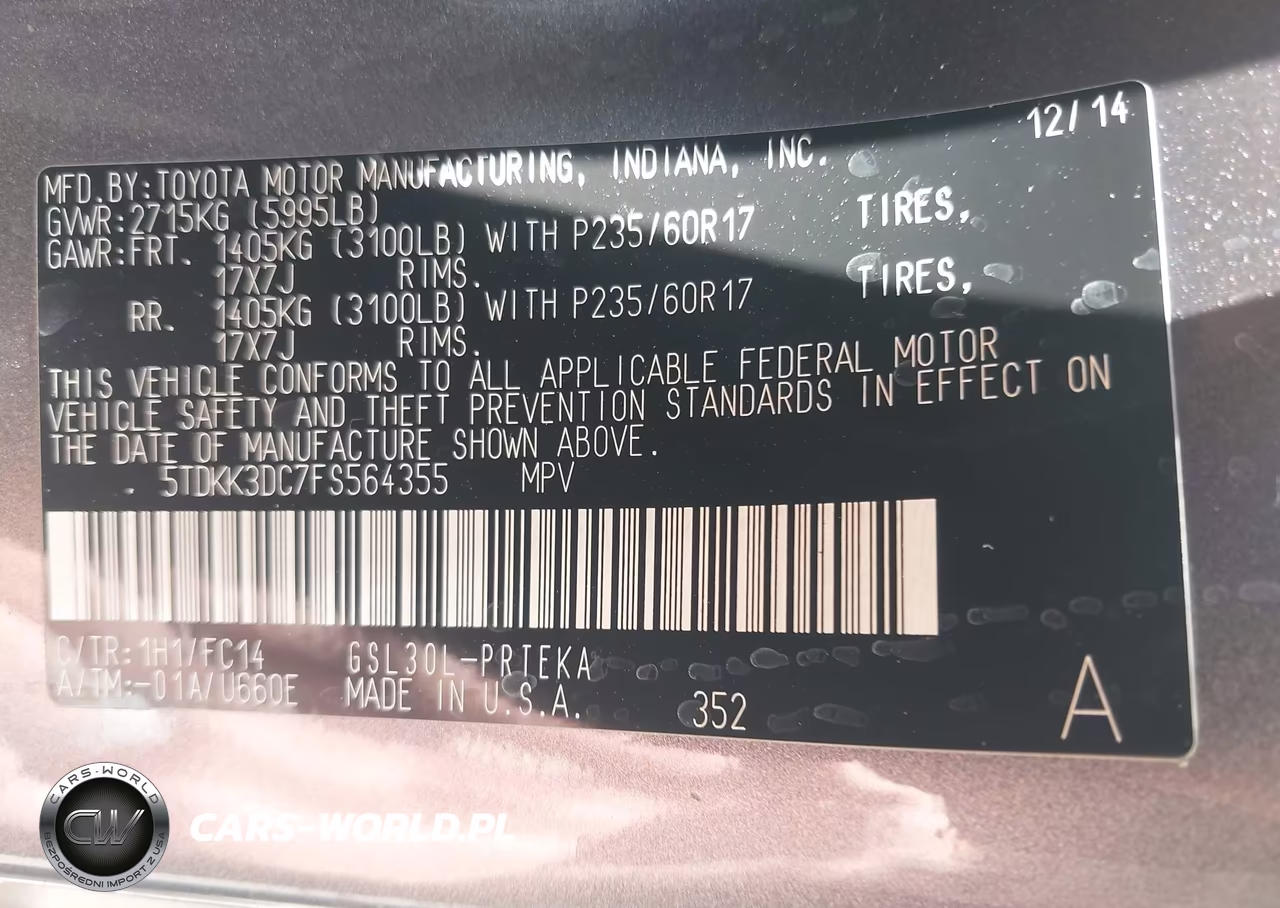 2015 Toyota Sienna Le 8 Passenger VIN:5TDKK3DC7FS564355 - 9