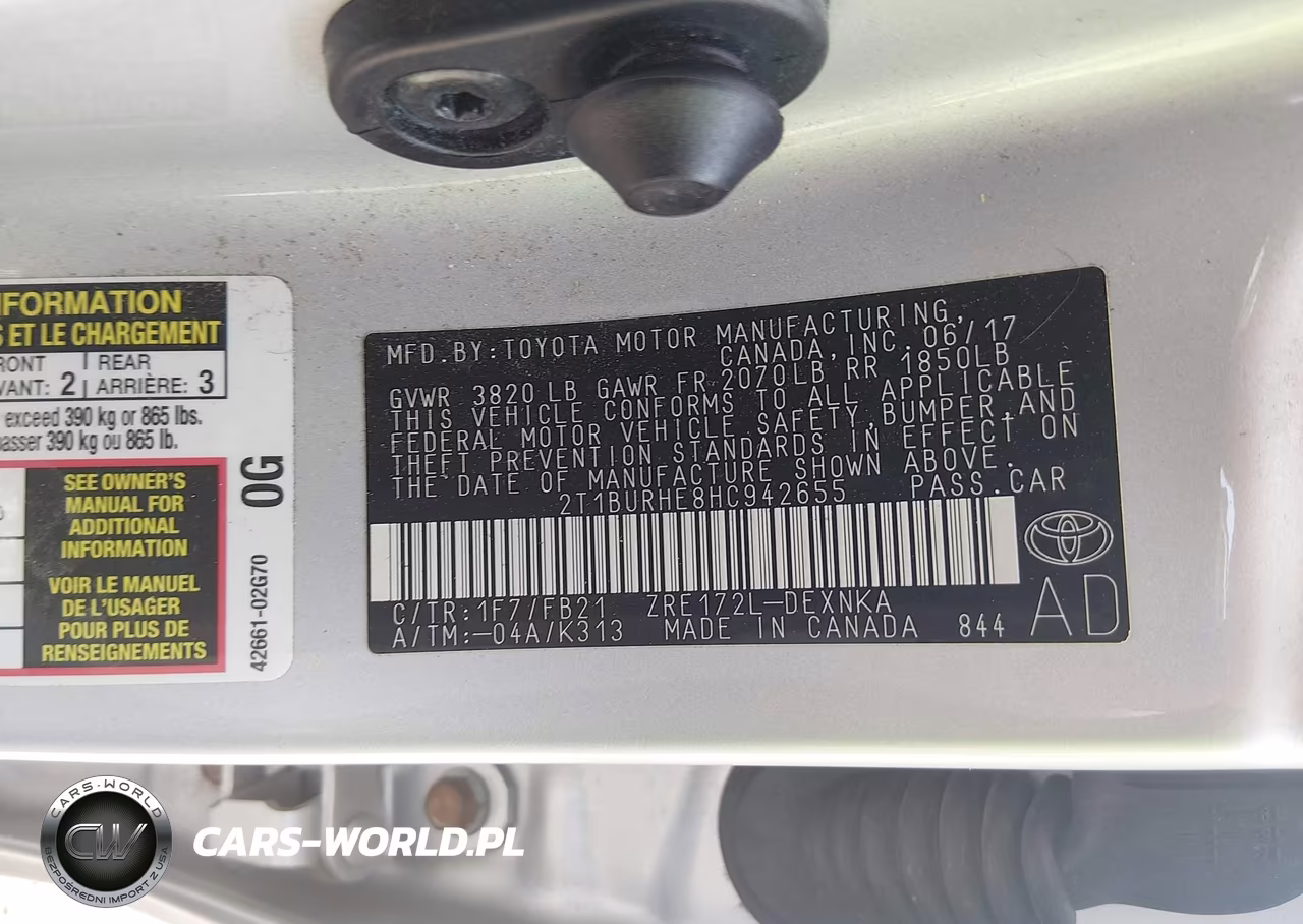 2017 Toyota Corolla Le VIN:2T1BURHE8HC942655 - 9