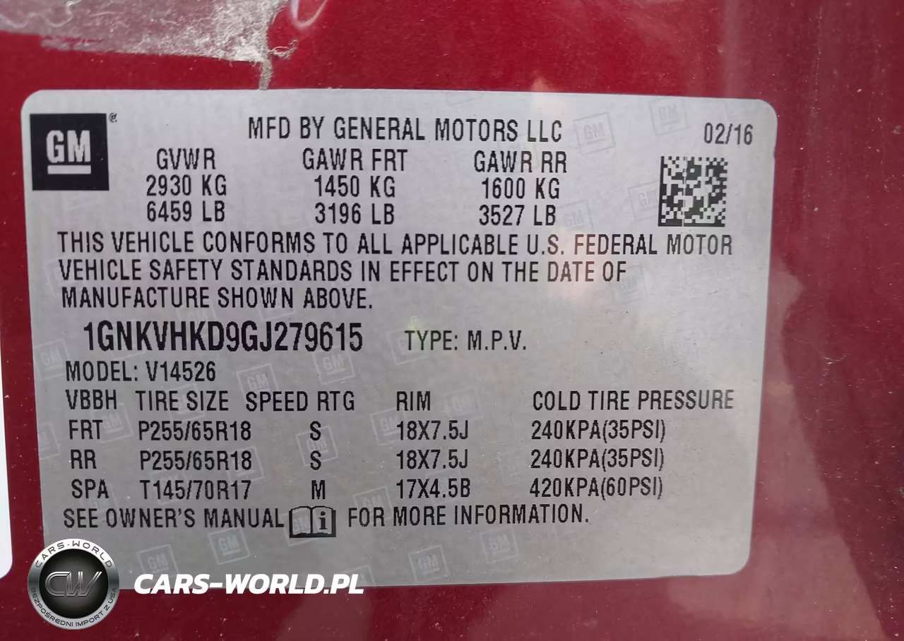 2016 Chevrolet Traverse 2Lt VIN:1GNKVHKD9GJ279615 - 9