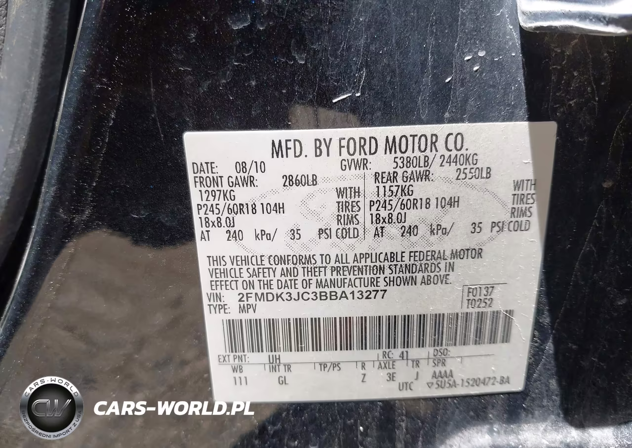 2011 Ford Edge Sel VIN:2FMDK3JC3BBA13277 - 9