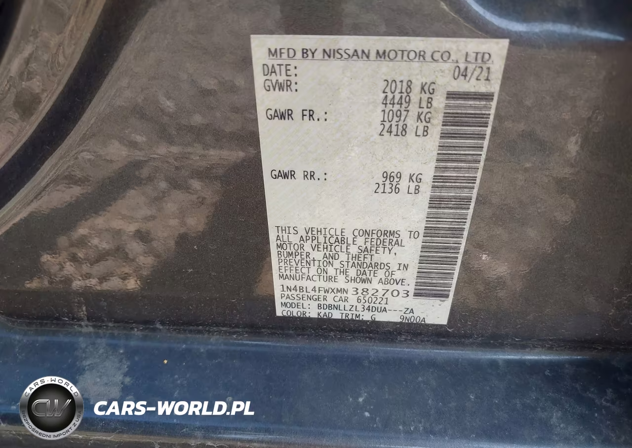 2021 Nissan Altima Platinum Intelligent Awd VIN:1N4BL4FWXMN382703 - 9