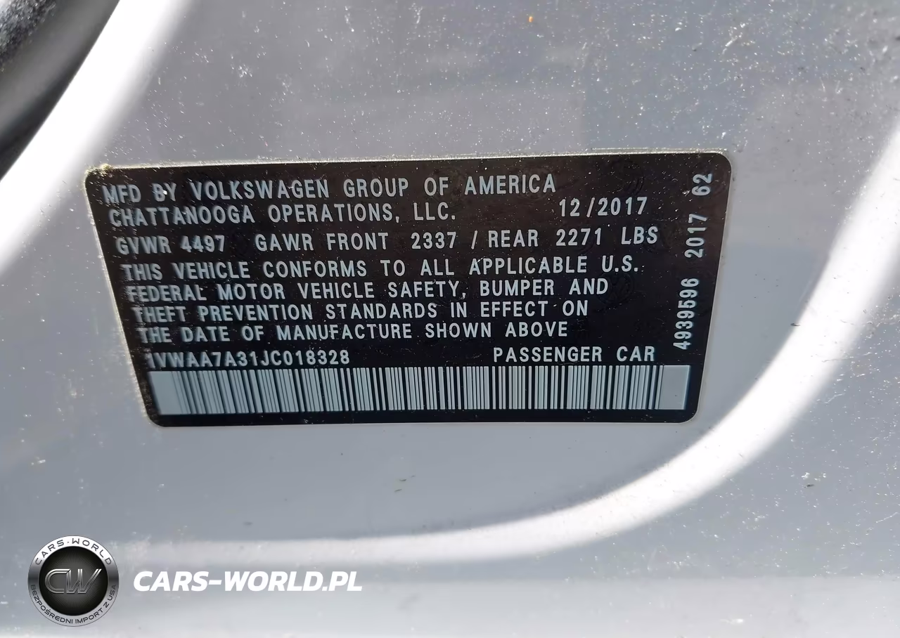 2018 Volkswagen Passat VIN:1VWAA7A31JC018328 - 9