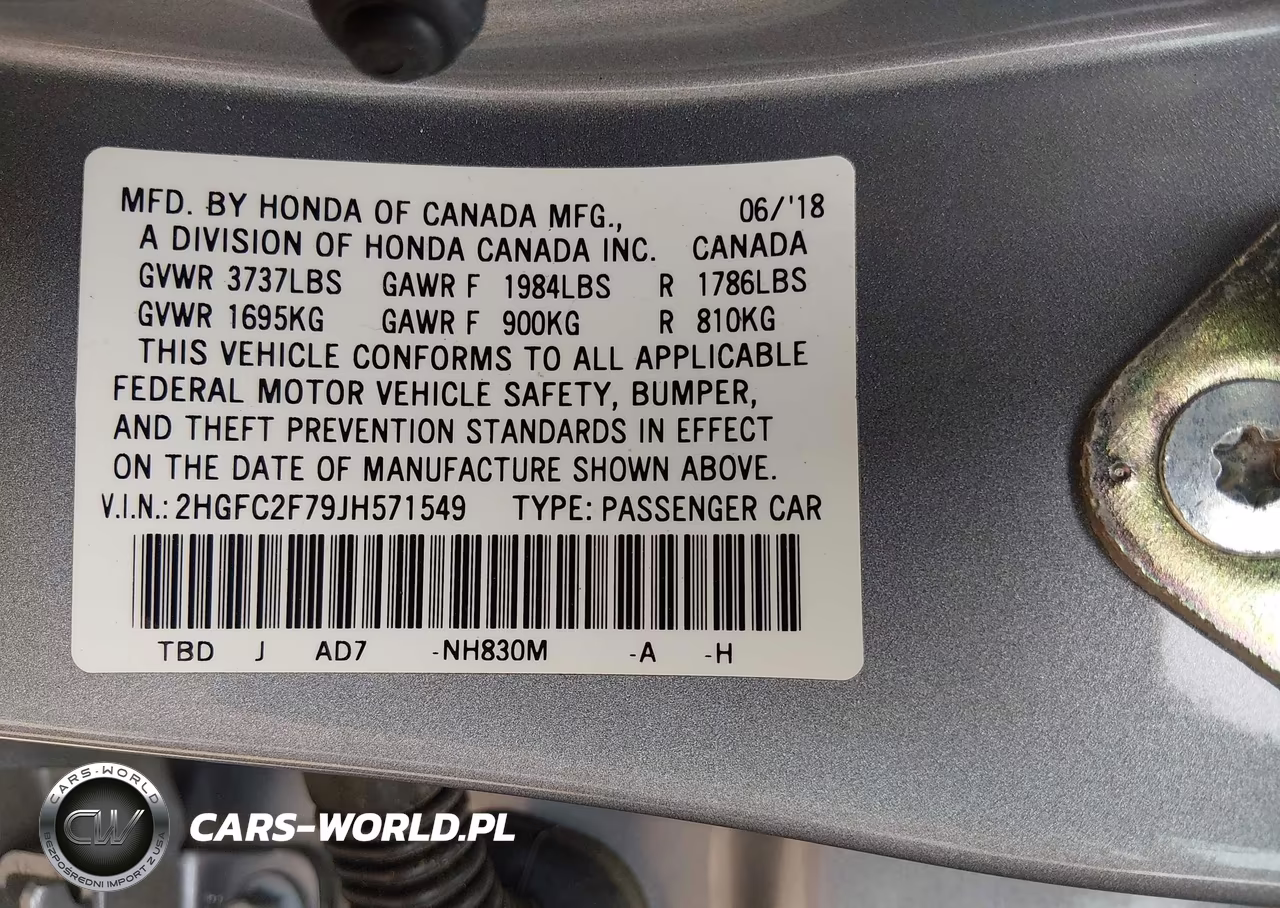 2018 Honda Civic Ex VIN:2HGFC2F79JH571549 - 9
