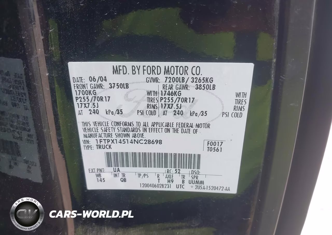 2004 Ford F-150 Fx4-Lariat-Xl-Xlt VIN:1FTPX14514NC28698 - 9