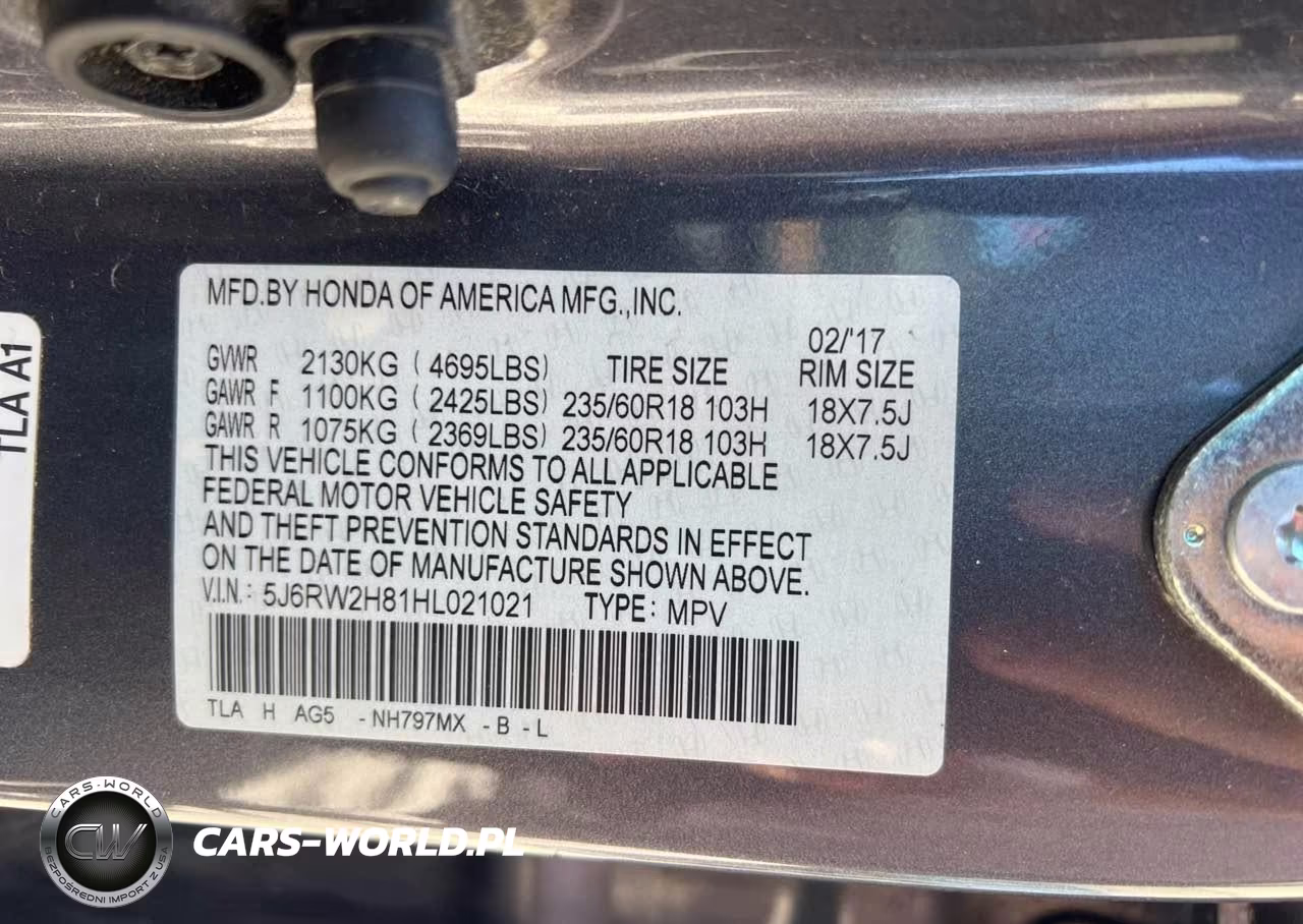 2017 Honda Cr-V Ex-L-Ex-L Navi VIN:5J6RW2H81HL021021 - 9