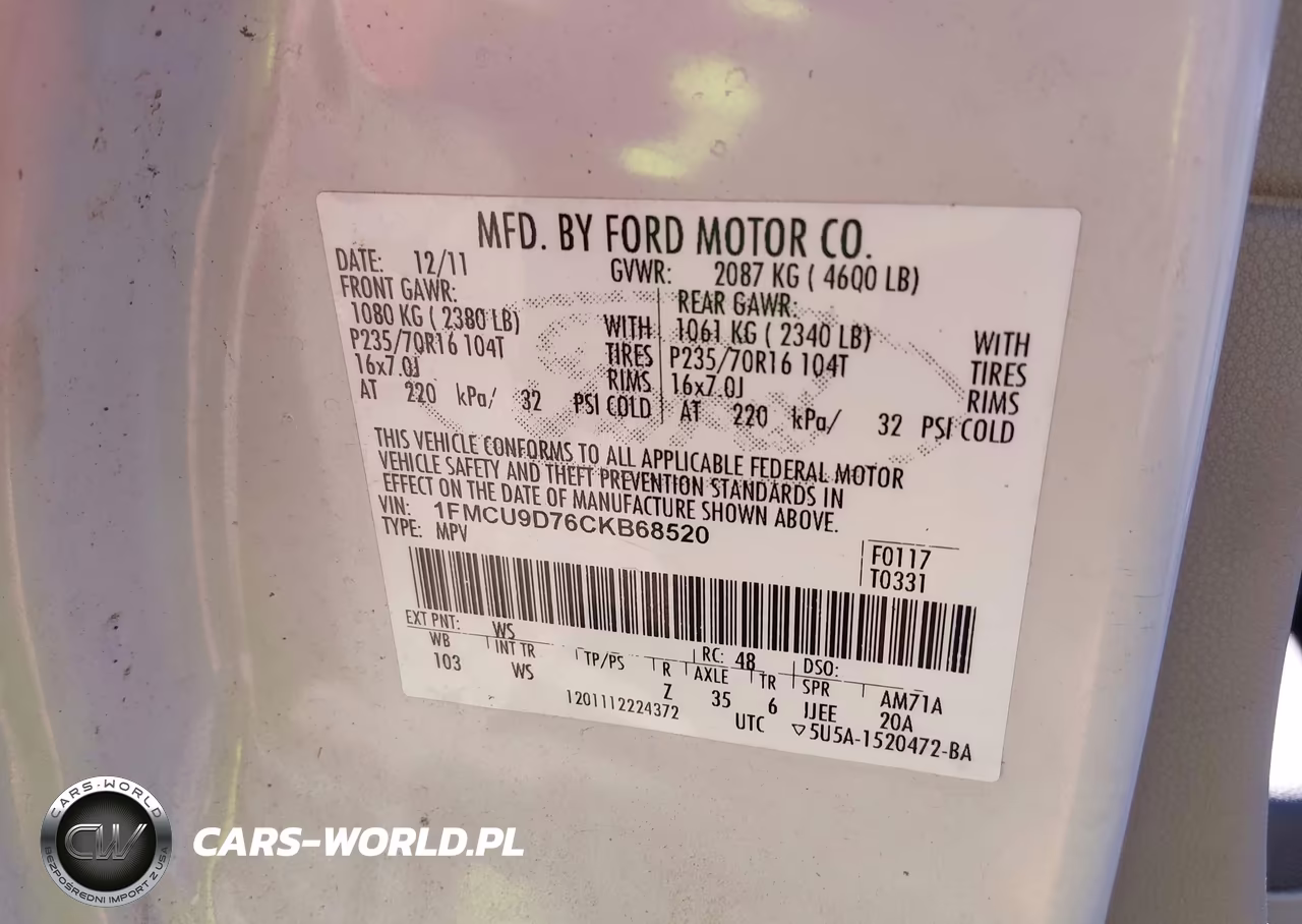 2012 Ford Escape Xlt VIN:1FMCU9D76CKB68520 - 9