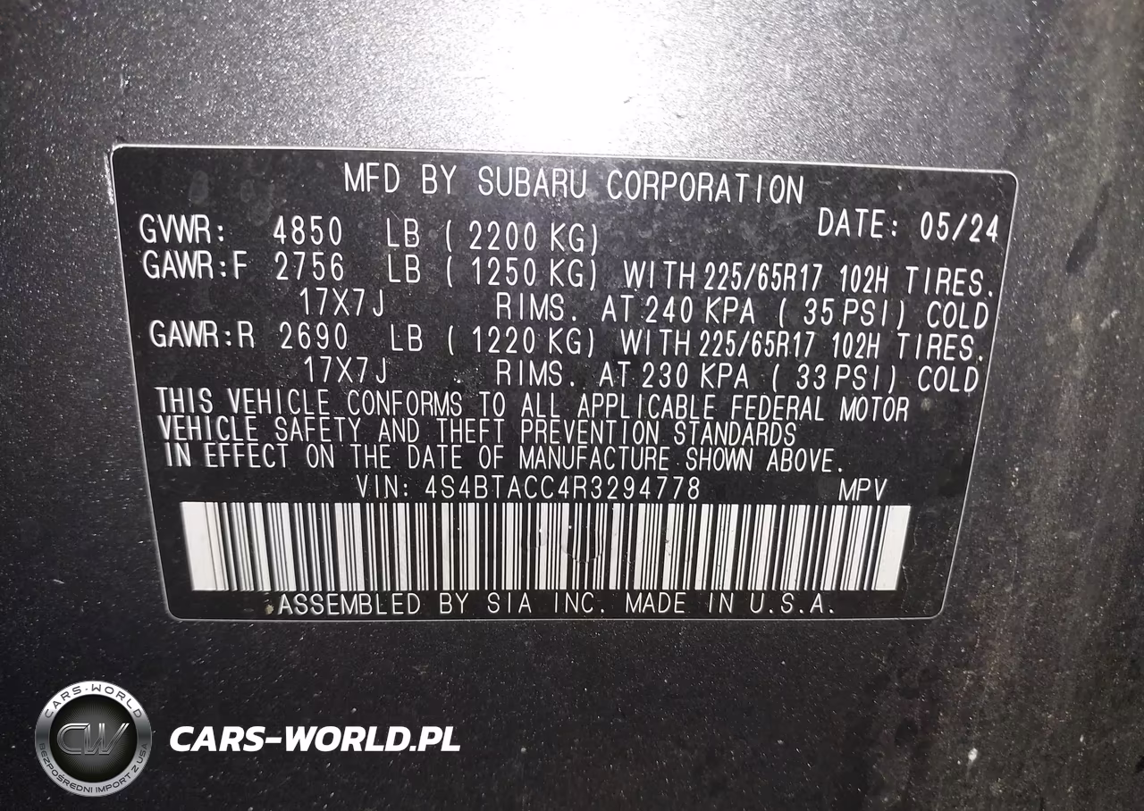 2024 Subaru Outback Premium VIN:4S4BTACC4R3294778 - 9