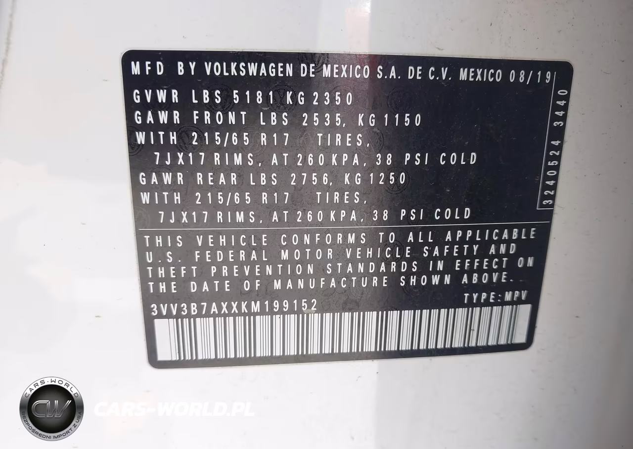 2019 Volkswagen Tiguan 2.0T Se-2.0T Sel-2.0T Sel R-Line-2.0T Sel R-Line Black VIN:3VV3B7AXXKM199152 - 9