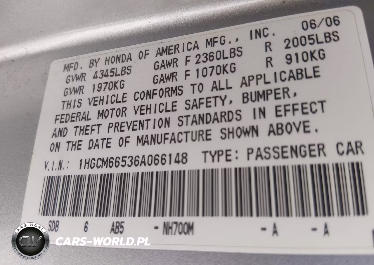 2006 Honda Accord 3.0 Ex VIN:1HGCM66536A066148 - 9