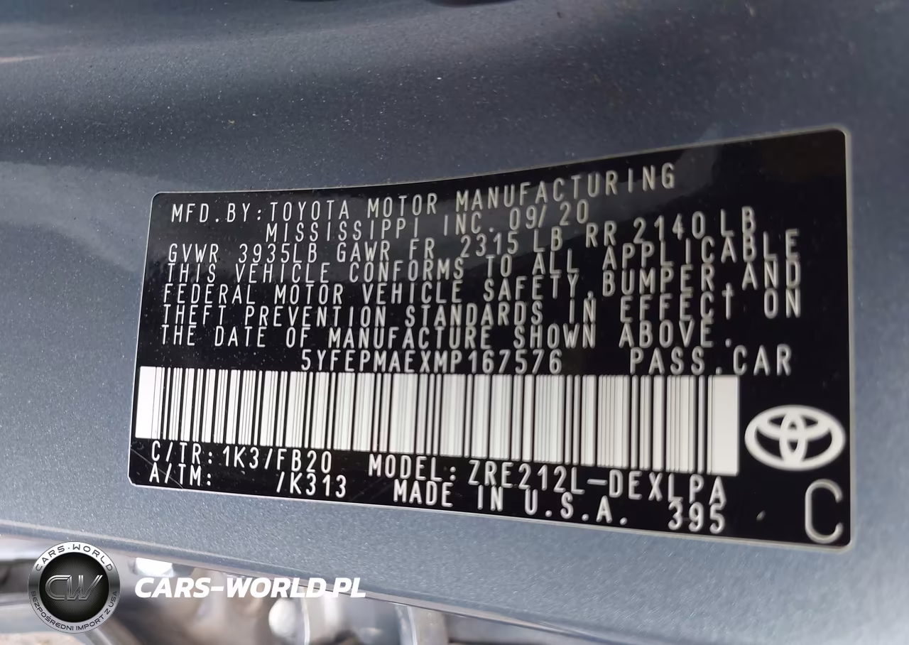 2021 Toyota Corolla Le VIN:5YFEPMAEXMP167576 - 9