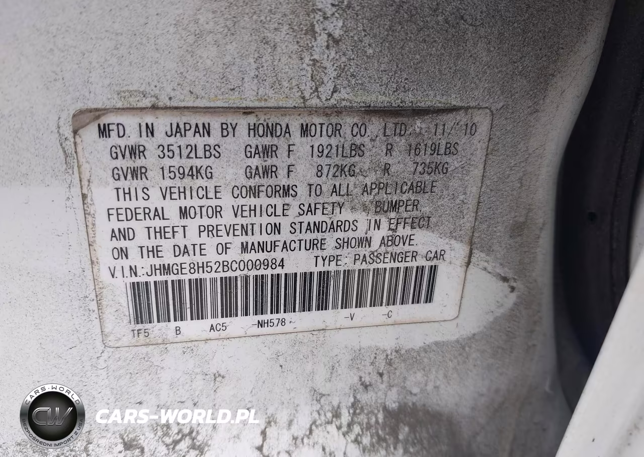 2011 Honda Fit Sport VIN:JHMGE8H52BC000984 - 9