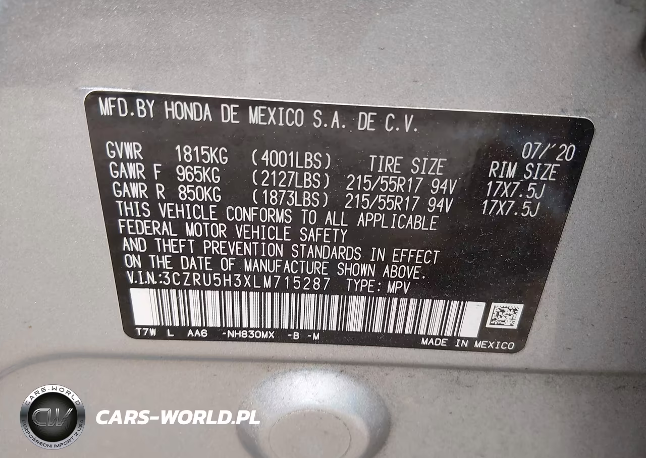 2020 Honda Hr-V 2Wd Lx VIN:3CZRU5H3XLM715287 - 9