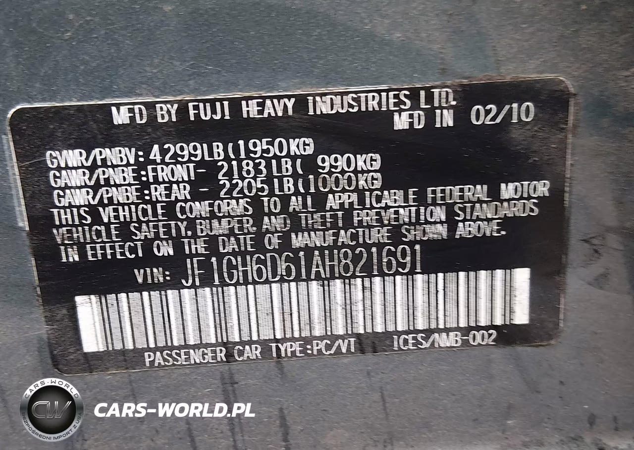 2010 Subaru Impreza Outback Sport VIN:JF1GH6D61AH821691 - 9