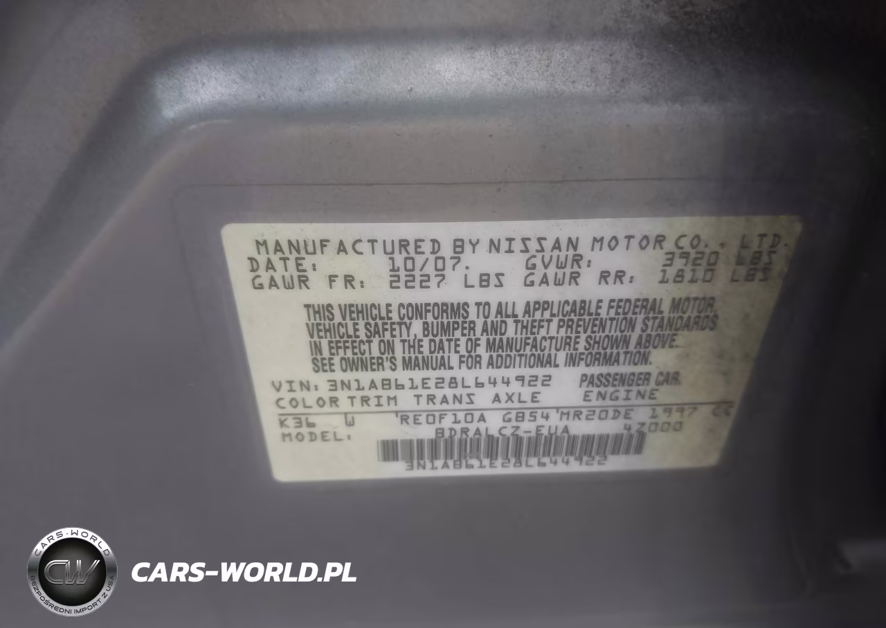 2008 Nissan Sentra 2.0 VIN:3N1AB61E28L644922 - 9