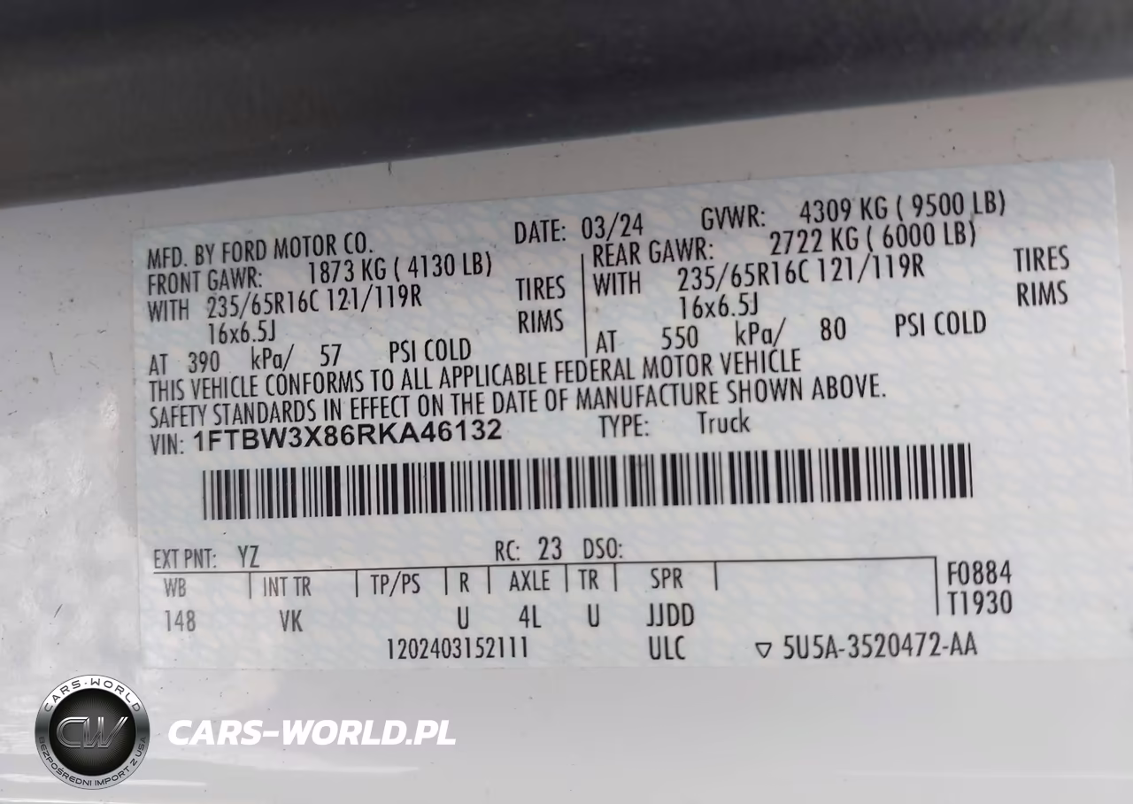 2024 Ford Transit-350 Cargo Van VIN:1FTBW3X86RKA46132 - 9