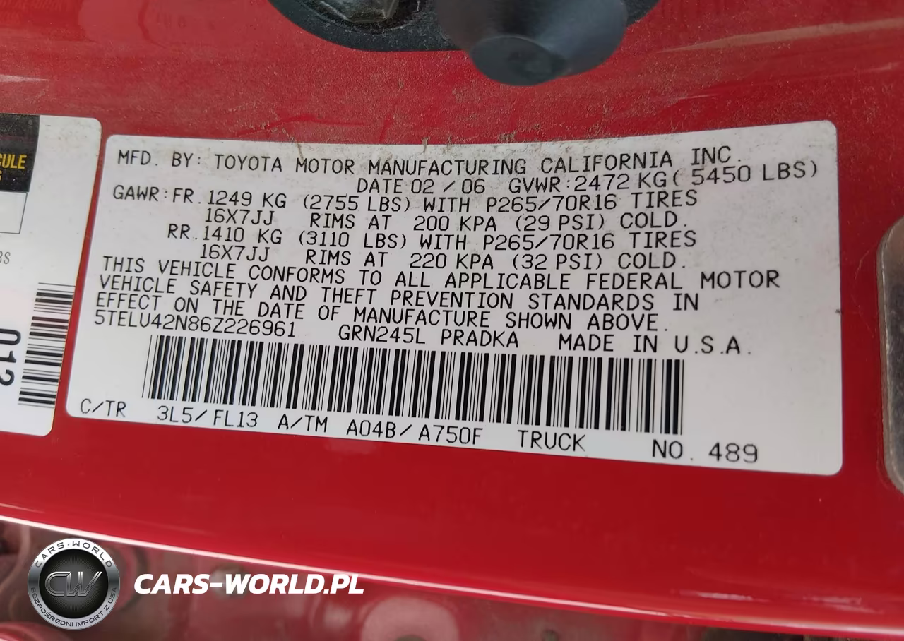 2006 Toyota Tacoma Base V6 VIN:5TELU42N86Z226961 - 9