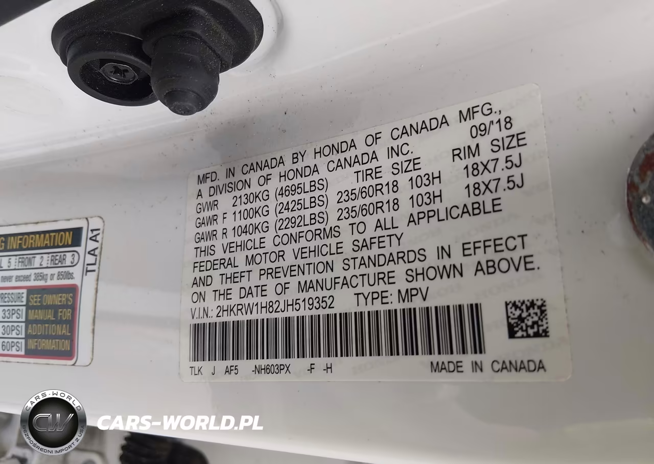 2018 Honda Cr-V Ex-L-Ex-L Navi VIN:2HKRW1H82JH519352 - 9
