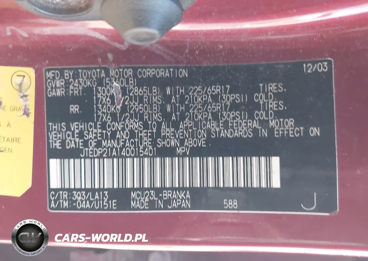 2004 Toyota Highlander Limited V6 VIN:JTEDP21A140015401 - 9