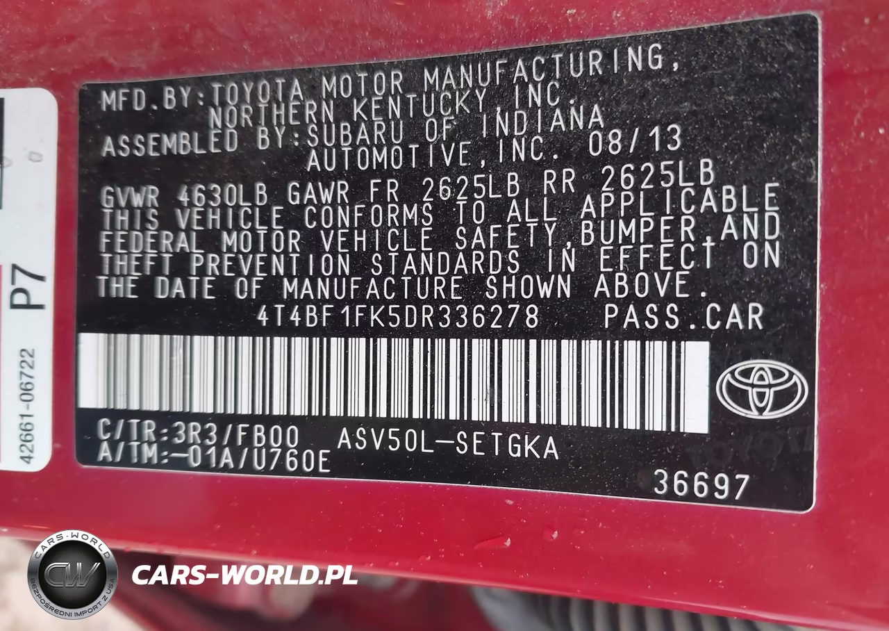 2013 Toyota Camry Xle VIN:4T4BF1FK5DR336278 - 9