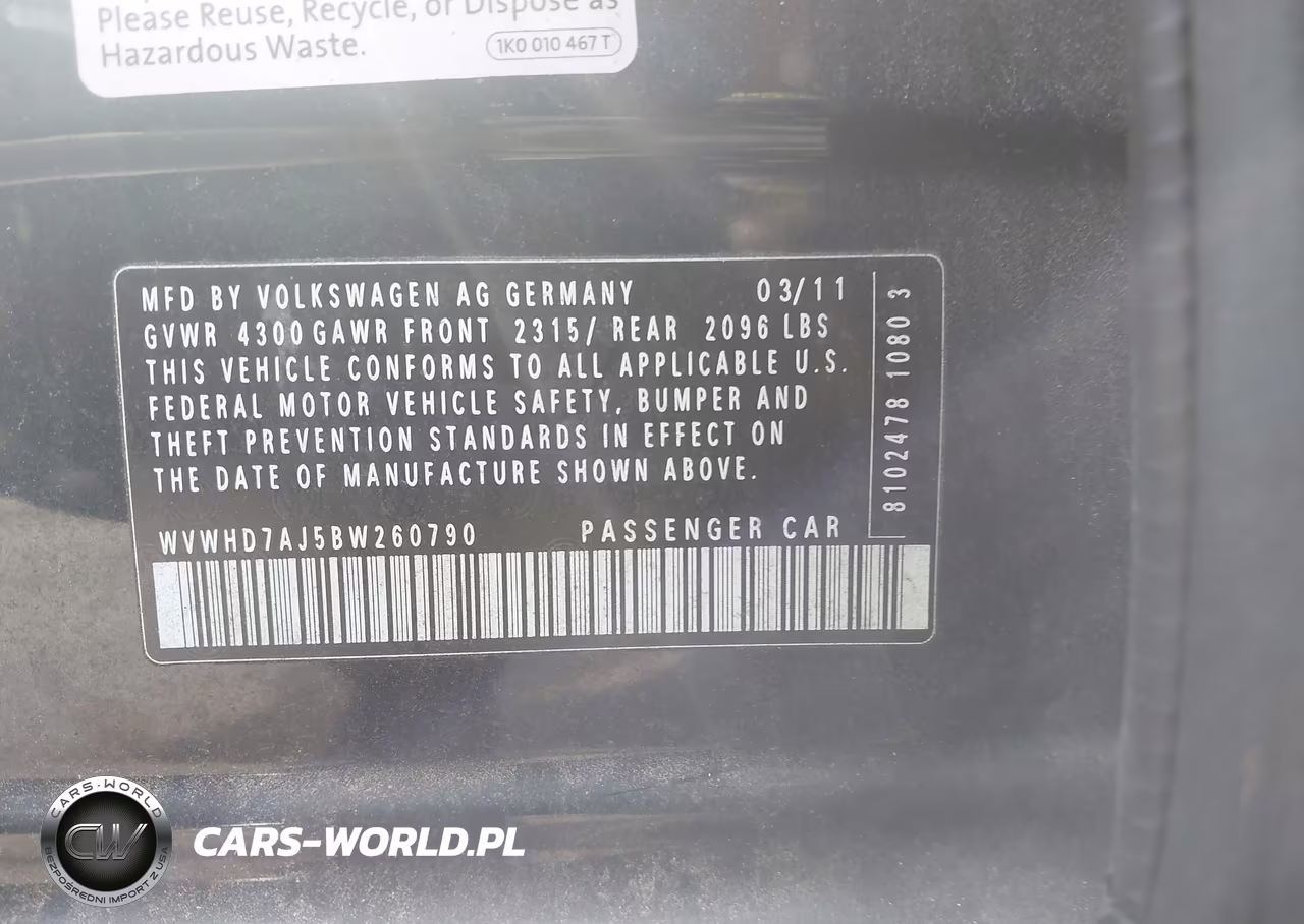 2011 Volkswagen Gti 4-Door Autobahn VIN:WVWHD7AJ5BW260790 - 9