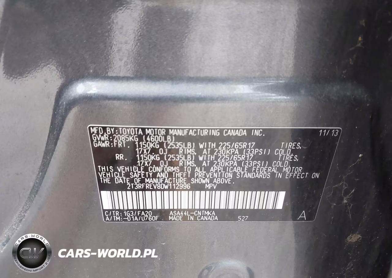 2013 Toyota Rav4 Xle VIN:2T3RFREV8DW112996 - 9