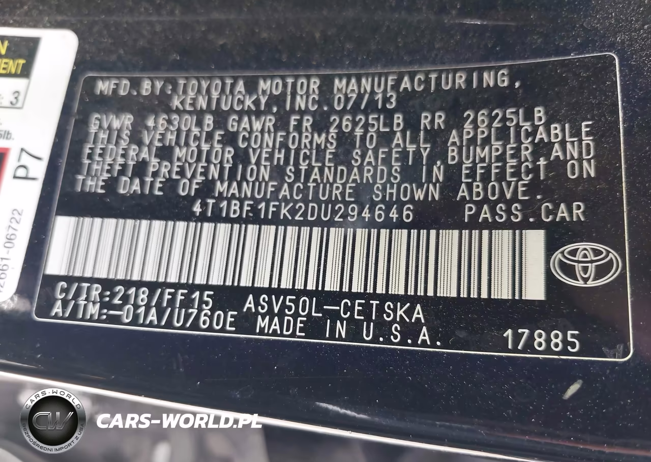 2013 Toyota Camry Se VIN:4T1BF1FK2DU294646 - 9