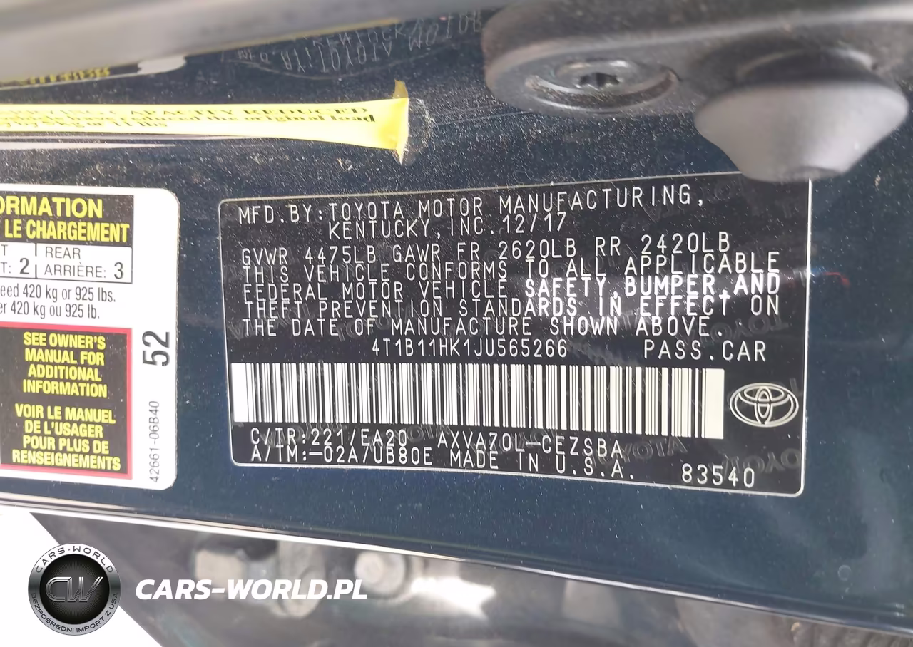 2018 Toyota Camry Se VIN:4T1B11HK1JU565266 - 9