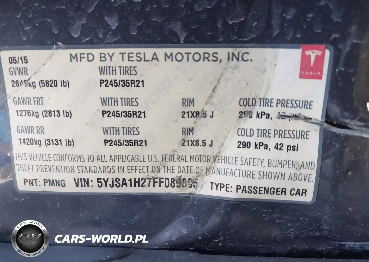 2015 Tesla Model S 70D-85D-P85D VIN:5YJSA1H27FF089805 - 9