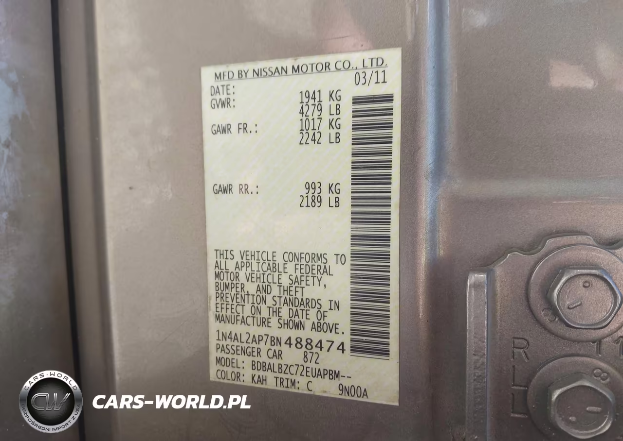 2011 Nissan Altima 2.5 S VIN:1N4AL2AP7BN488474 - 9