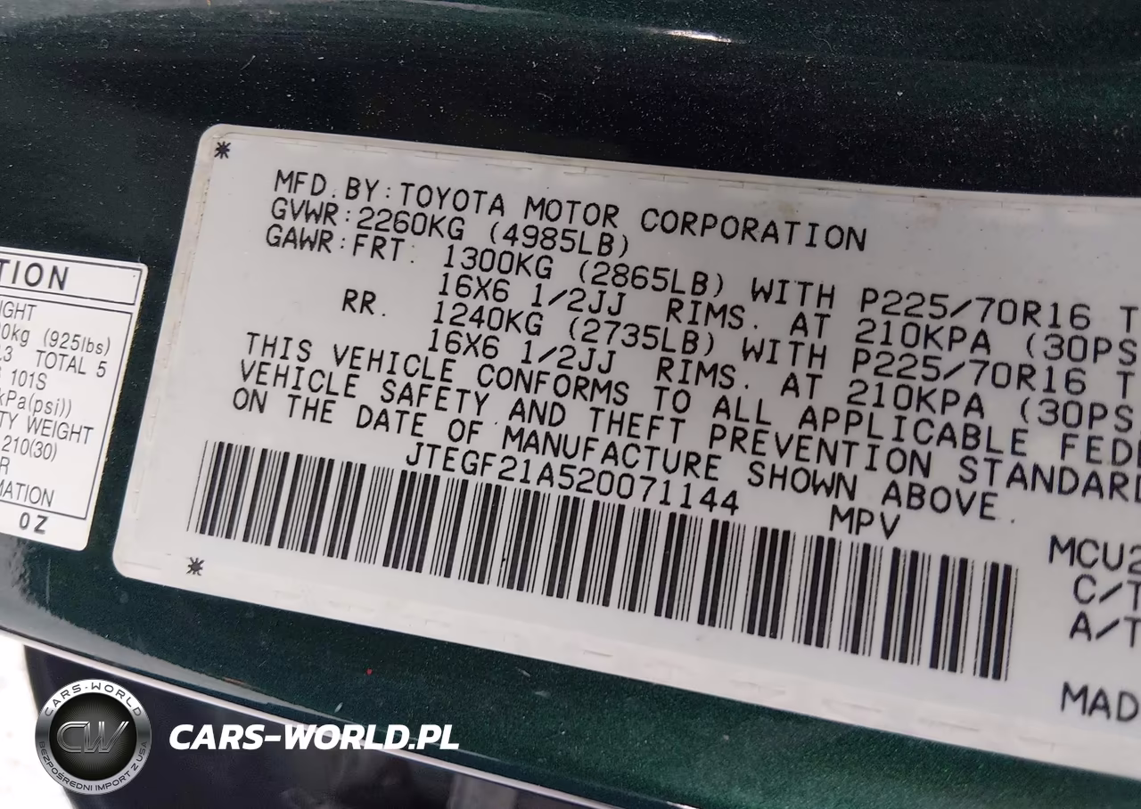 2002 Toyota Highlander V6 VIN:JTEGF21A520071144 - 9
