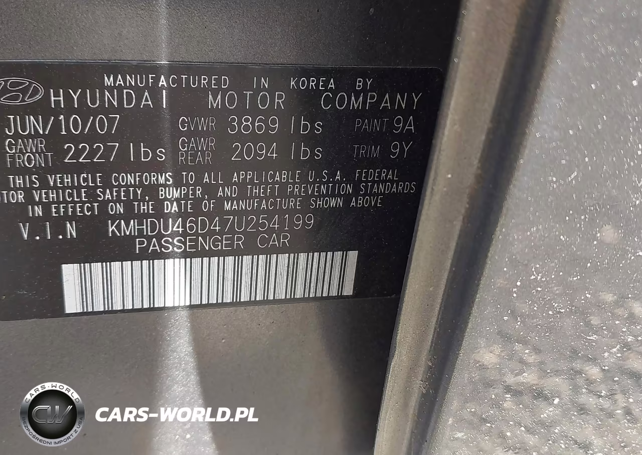 2007 Hyundai Elantra Gls-Limited-Ltd-Se VIN:KMHDU46D47U254199 - 9