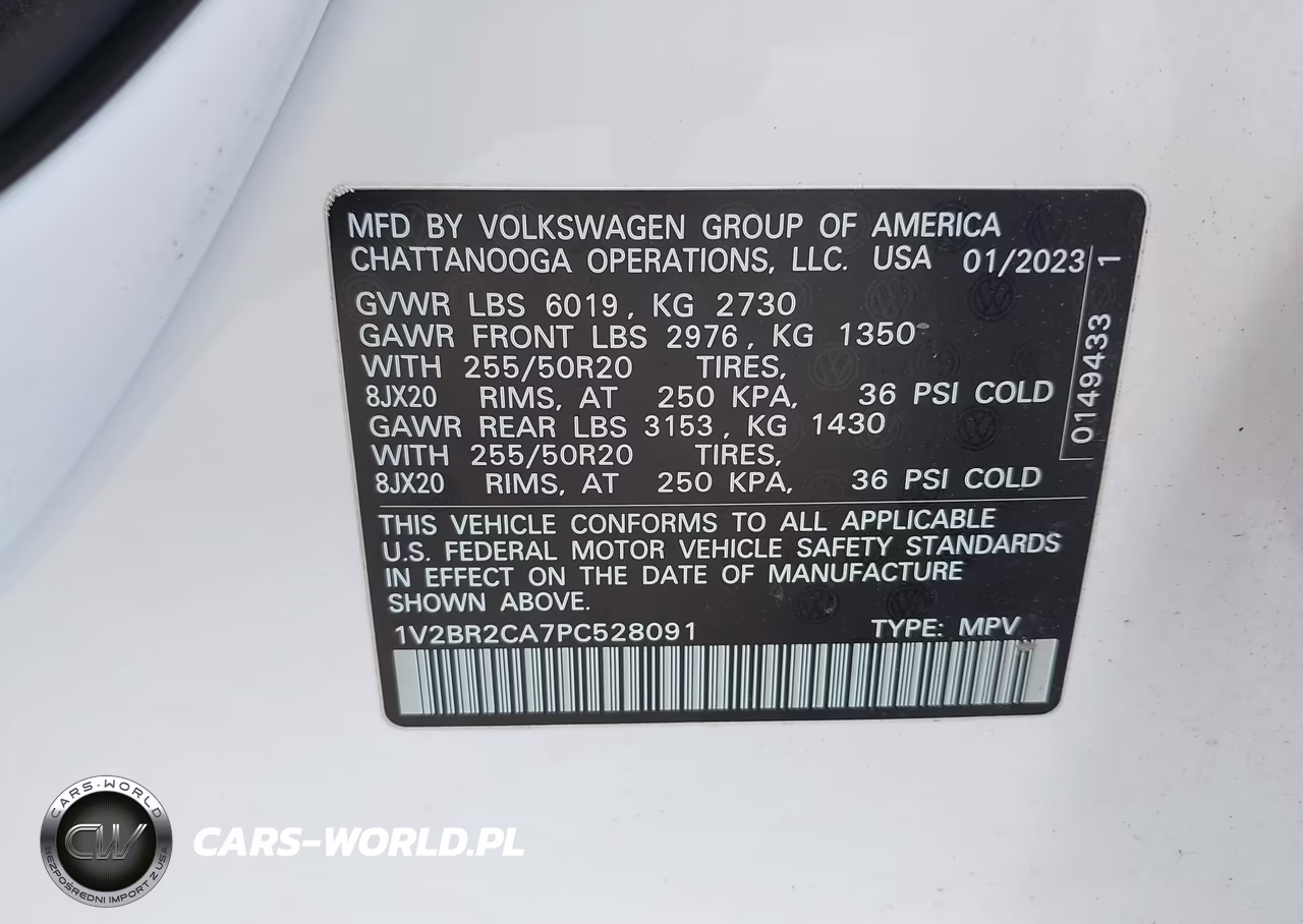 2023 Volkswagen Atlas 3.6L V6 Sel VIN:1V2BR2CA7PC528091 - 9