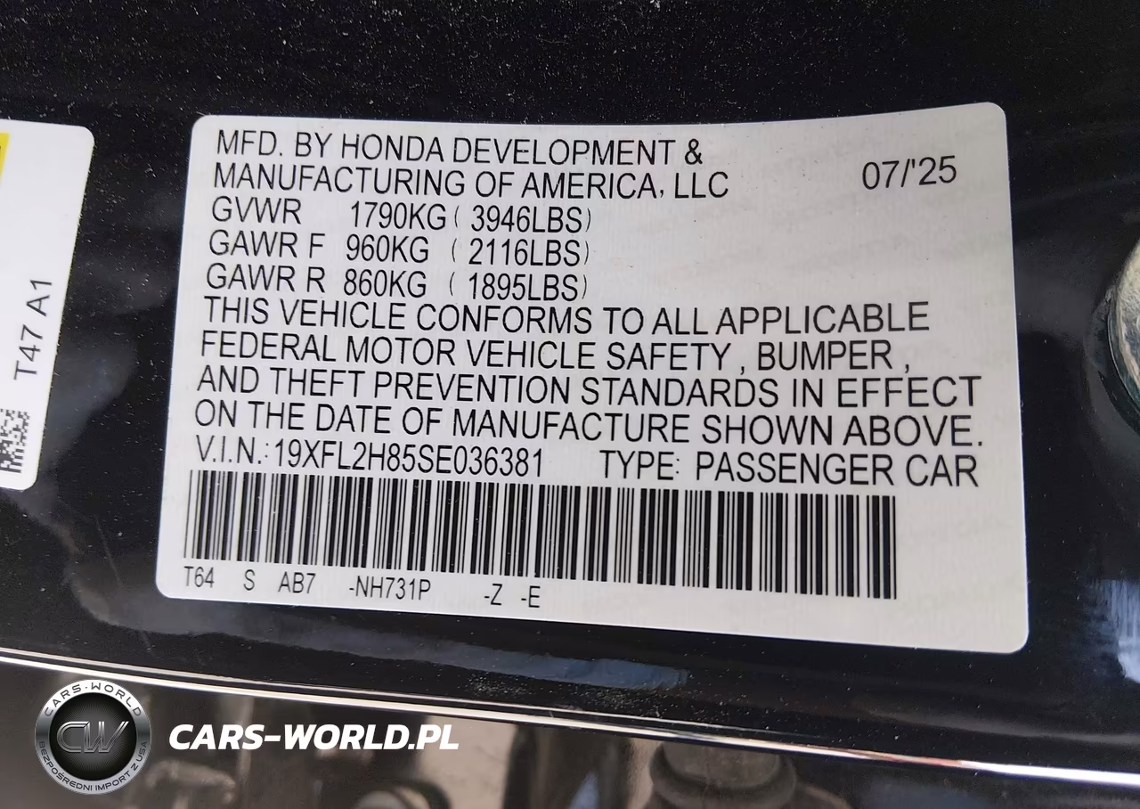 2025 Honda Civic Sedan Sport VIN:19XFL2H85SE036381 - 9