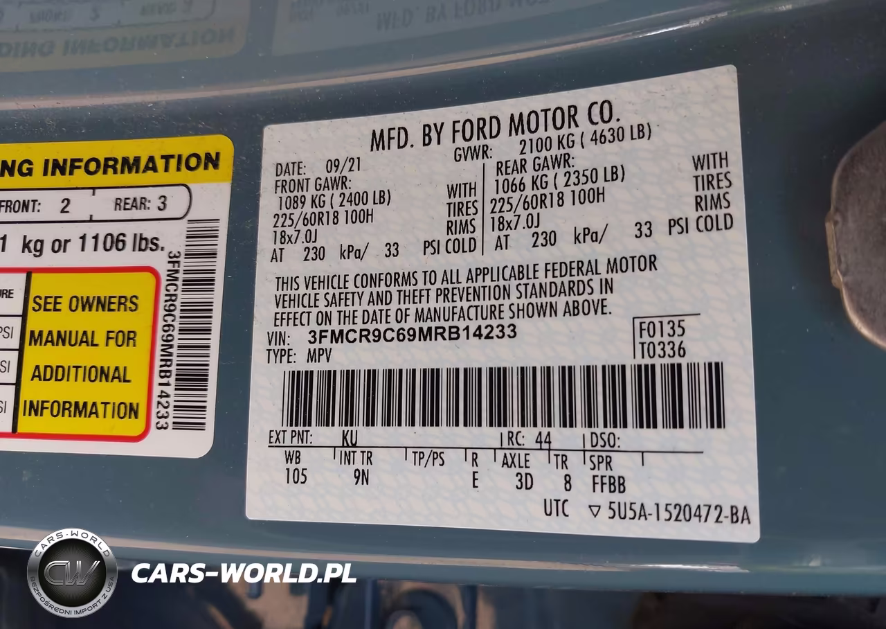2021 Ford Bronco Sport Outer Banks VIN:3FMCR9C69MRB14233 - 9