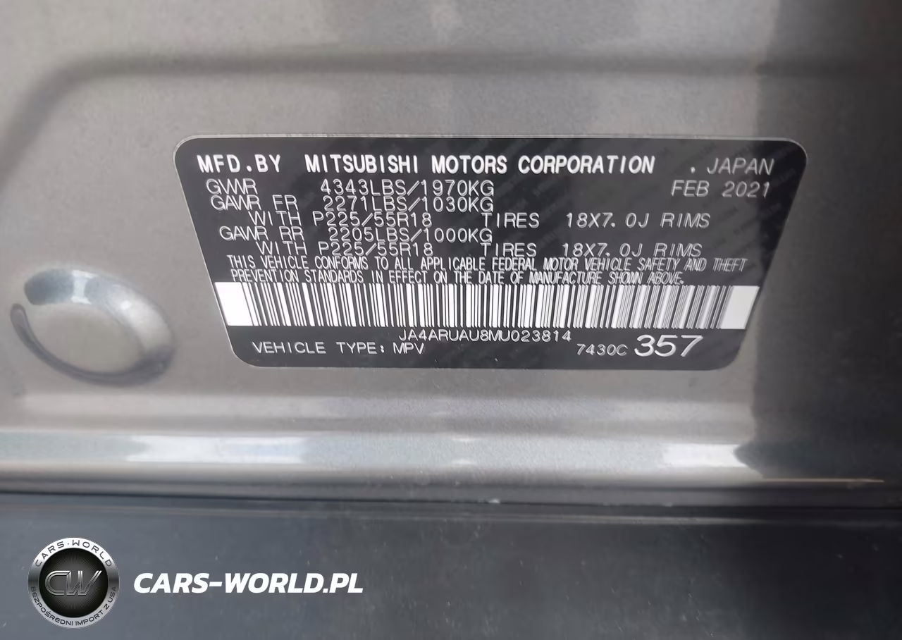 2021 Mitsubishi Outlander Sport 2.0 Be Awc-2.0 Es Awc-2.0 Le Awc-2.0 Se Awc VIN:JA4ARUAU8MU023814 - 9