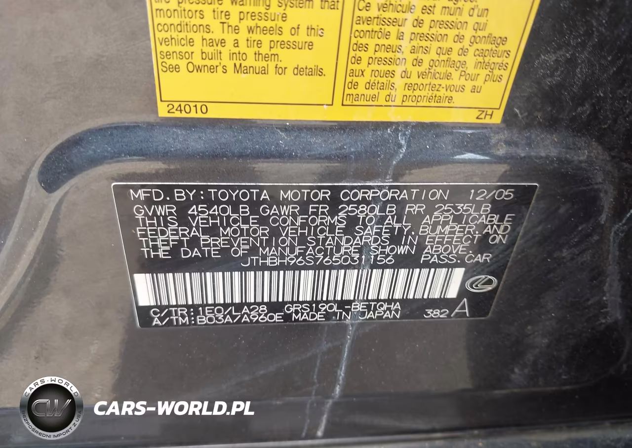 2006 Lexus Gs 300 VIN:JTHBH96S765031156 - 9