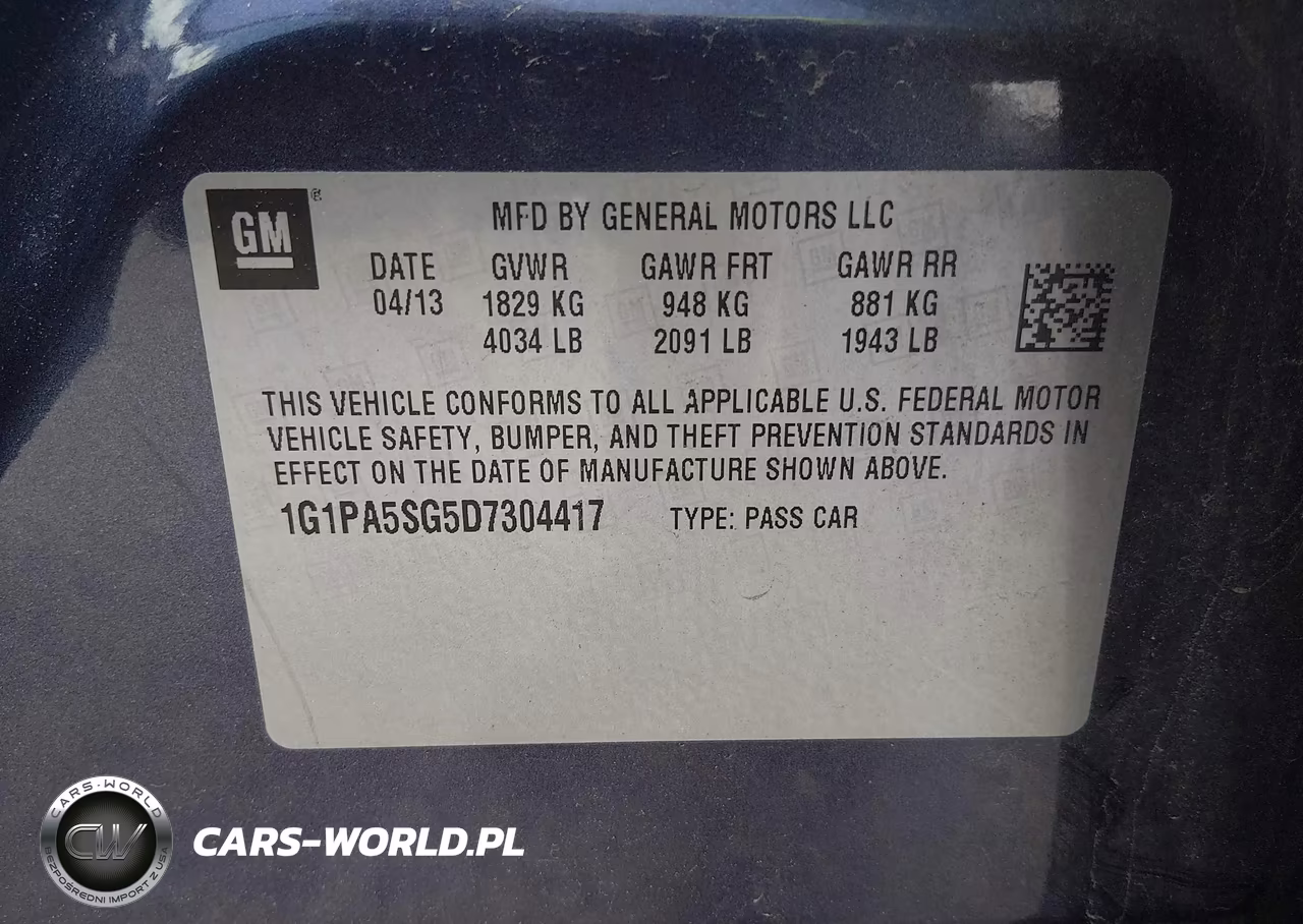 2013 Chevrolet Cruze Ls Auto VIN:1G1PA5SG5D7304417 - 9