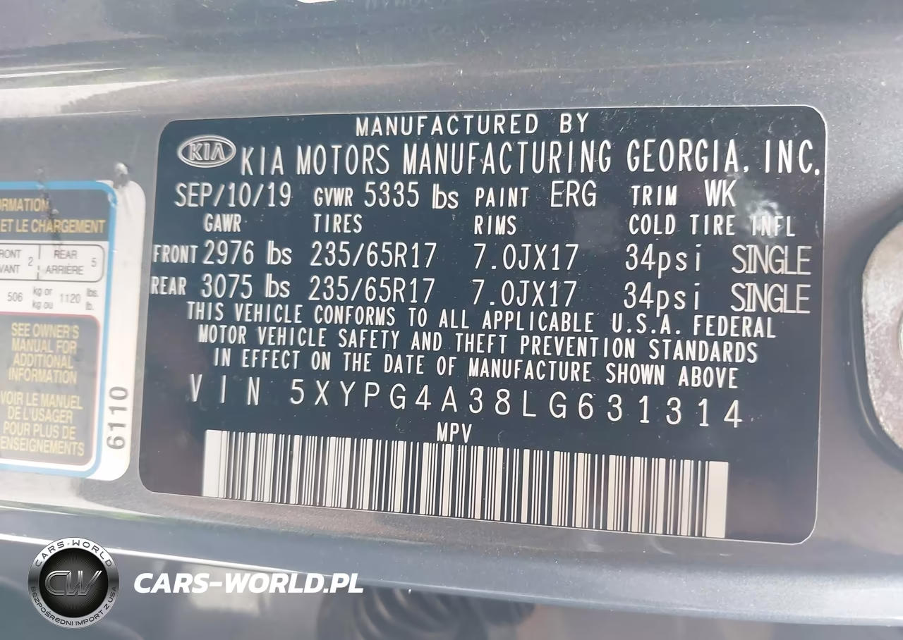2020 Kia Sorento 2.4L Lx VIN:5XYPG4A38LG631314 - 9