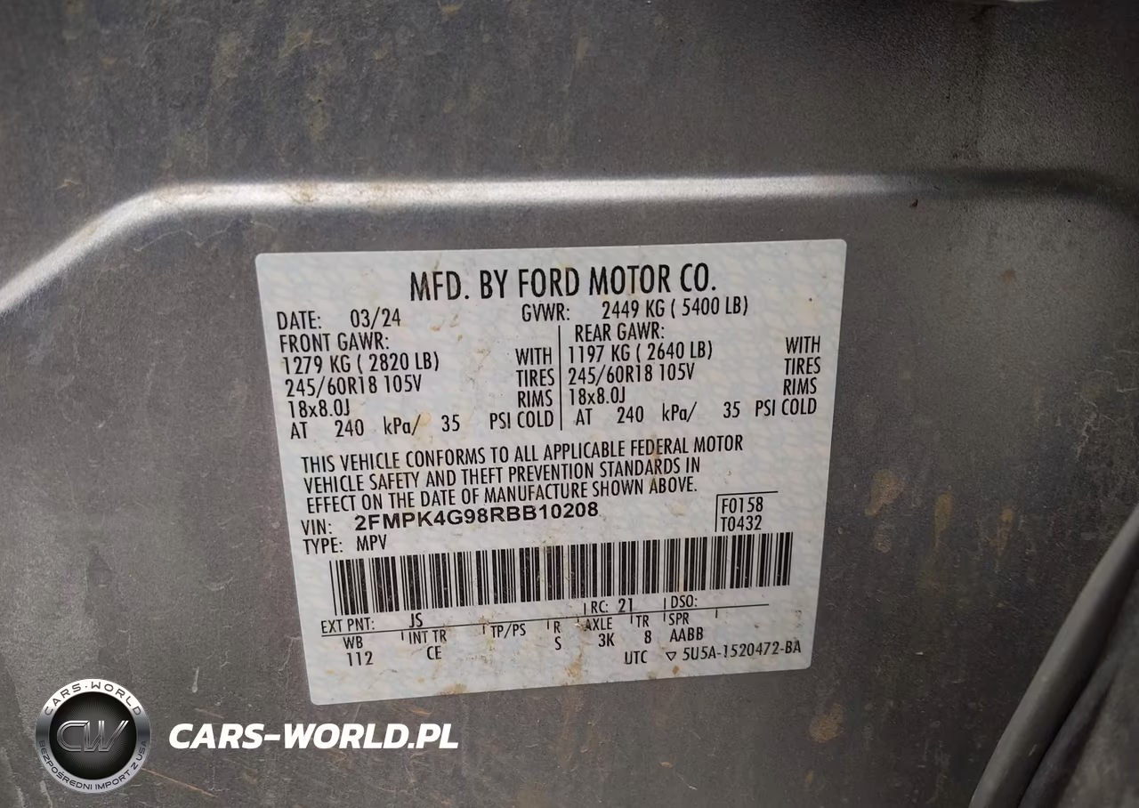 2024 Ford Edge Se VIN:2FMPK4G98RBB10208 - 9