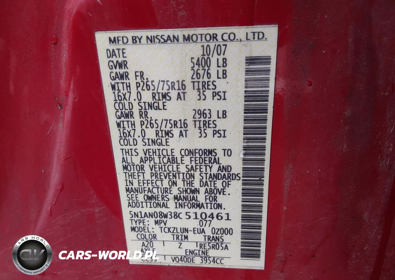 2008 Nissan Xterra Off Road VIN:5N1AN08W38C510461 - 9