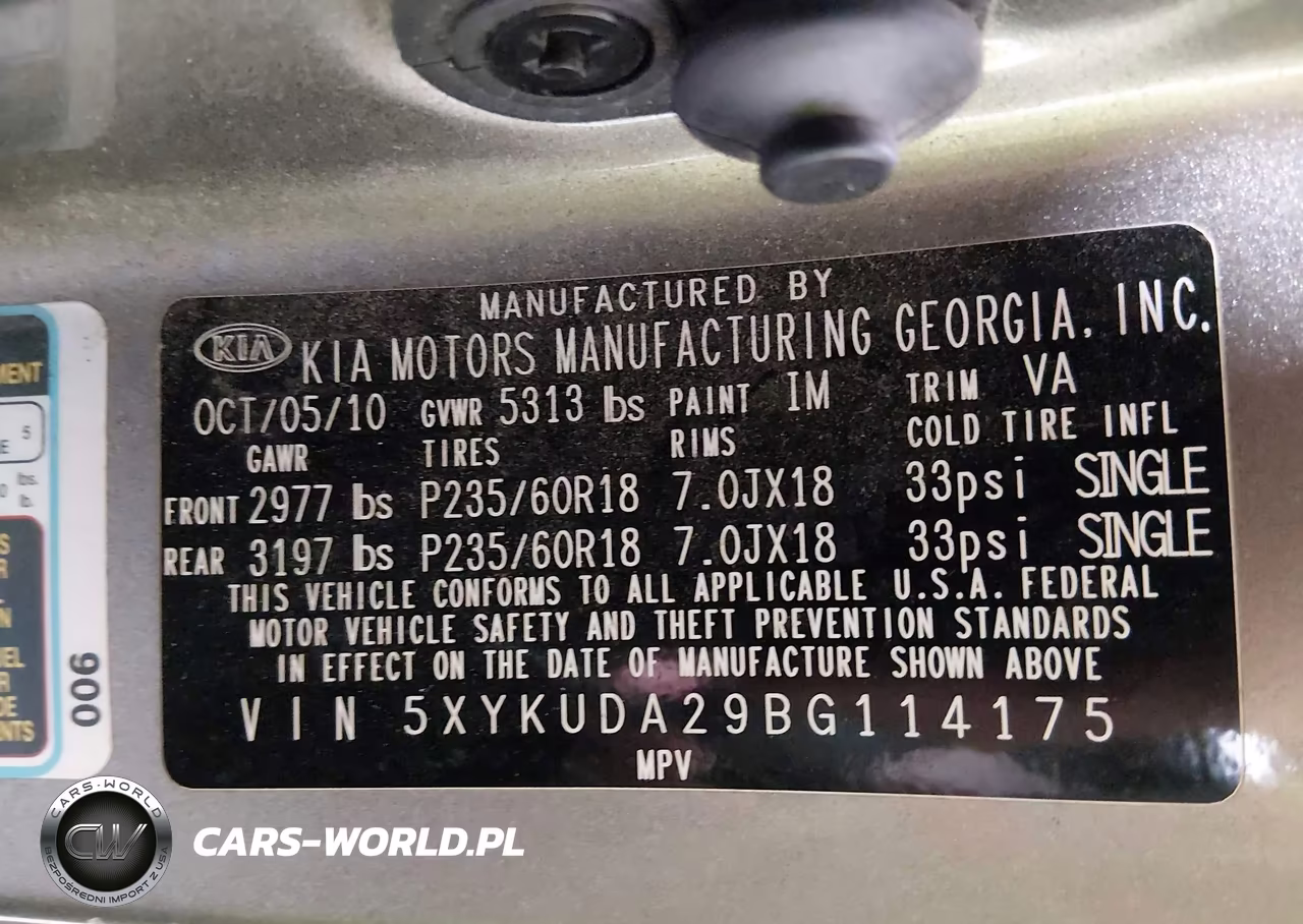 2011 Kia Sorento Ex V6 VIN:5XYKUDA29BG114175 - 9