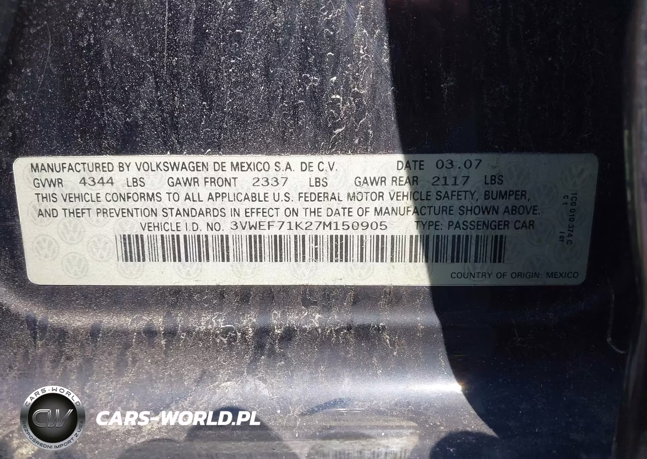2007 Volkswagen Jetta Wolfsburg Edition VIN:3VWEF71K27M150905 - 9