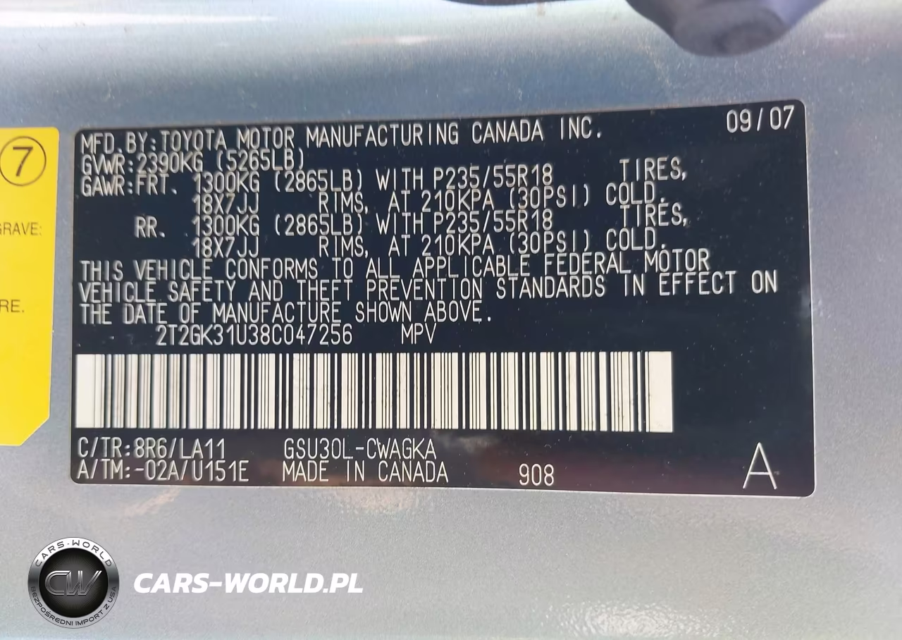 2008 Lexus Rx 350 VIN:2T2GK31U38C047256 - 9