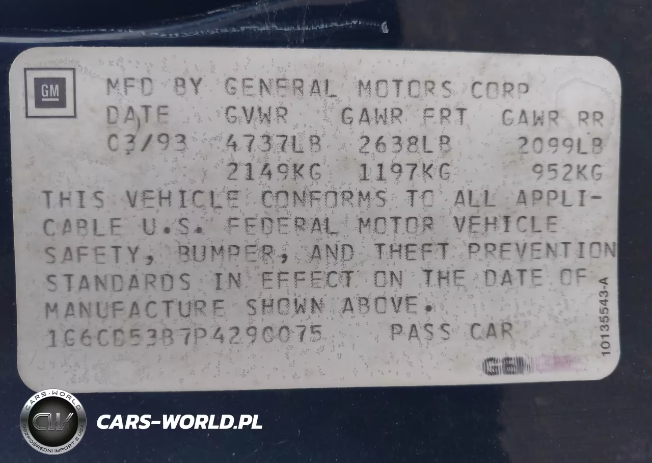 1993 Cadillac Deville VIN:1G6CD53B7P4290075 - 9