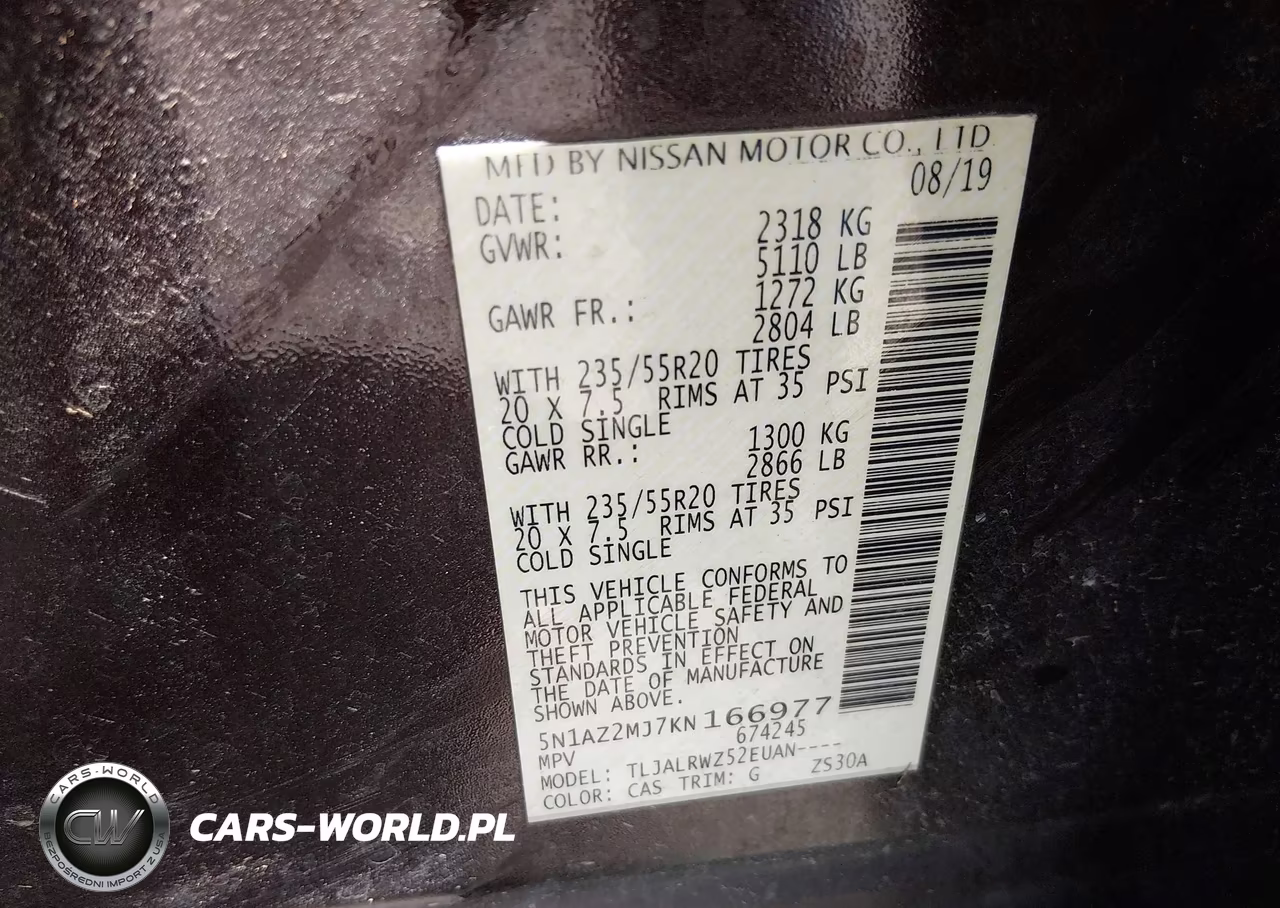 2019 Nissan Murano Sl VIN:5N1AZ2MJ7KN166977 - 9