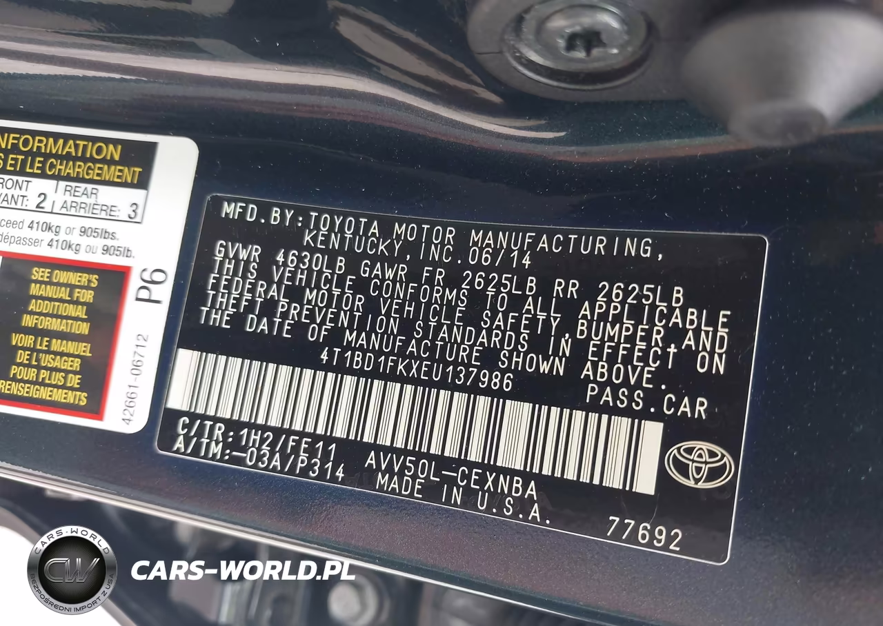 2014 Toyota Camry Hybrid Le VIN:4T1BD1FKXEU137986 - 9