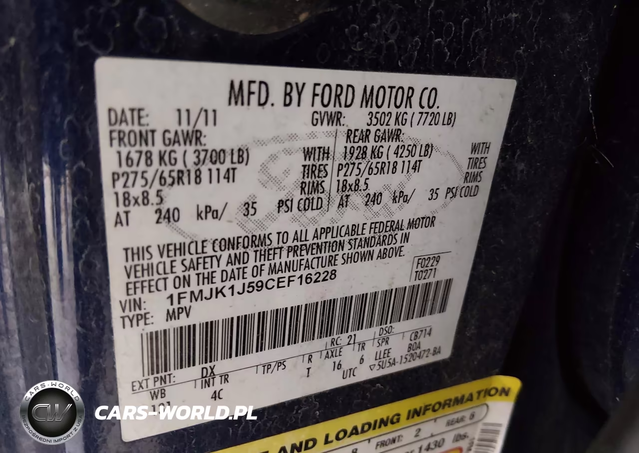 2012 Ford Expedition El Xlt VIN:1FMJK1J59CEF16228 - 9