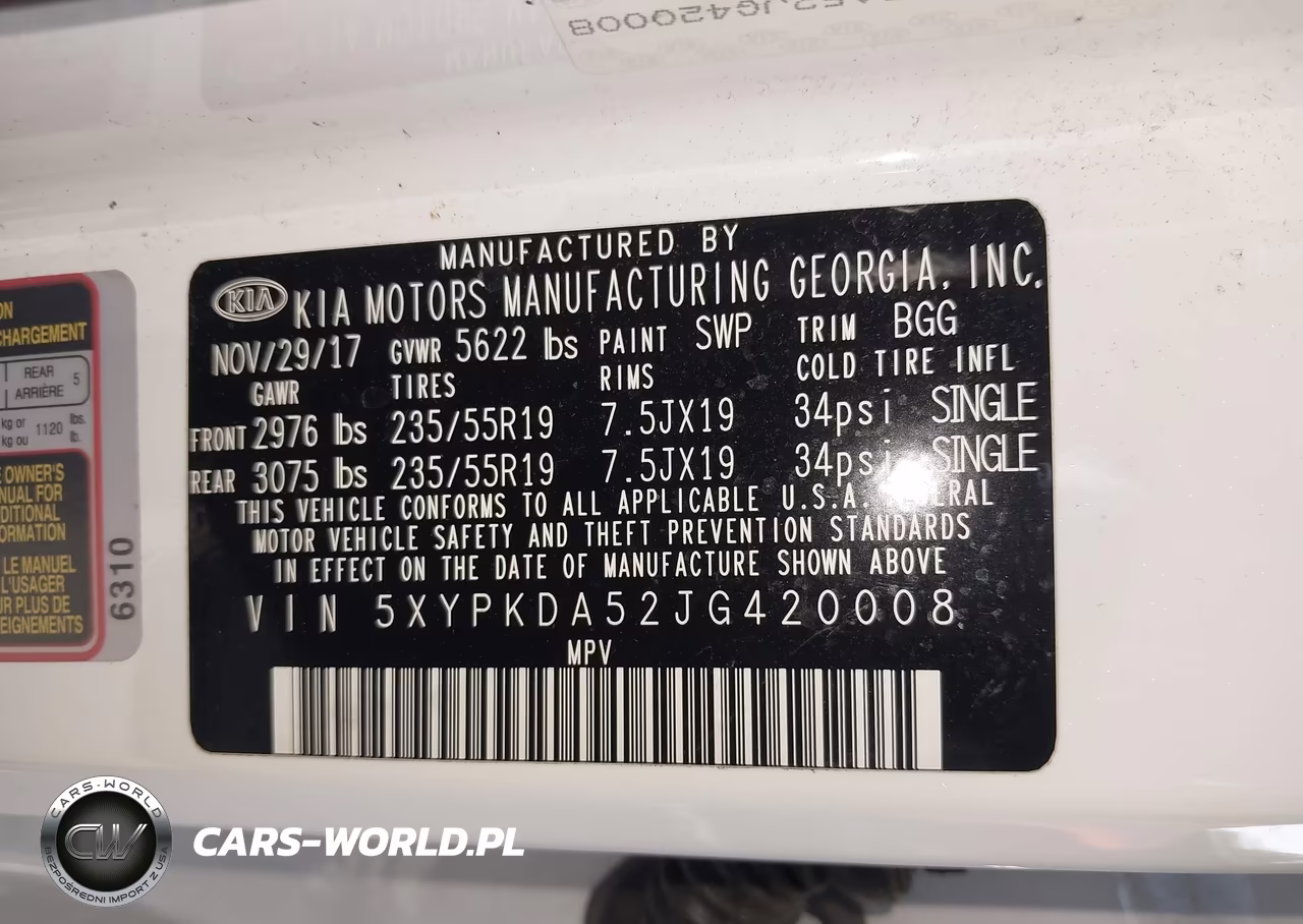2018 Kia Sorento 3.3L Sx VIN:5XYPKDA52JG420008 - 9