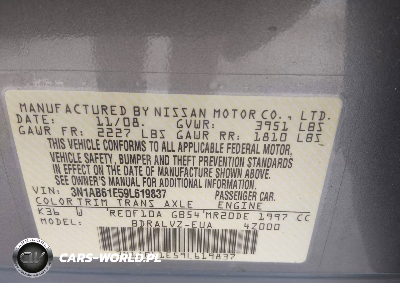 2009 Nissan Sentra 2.0Sl VIN:3N1AB61E59L619837 - 9