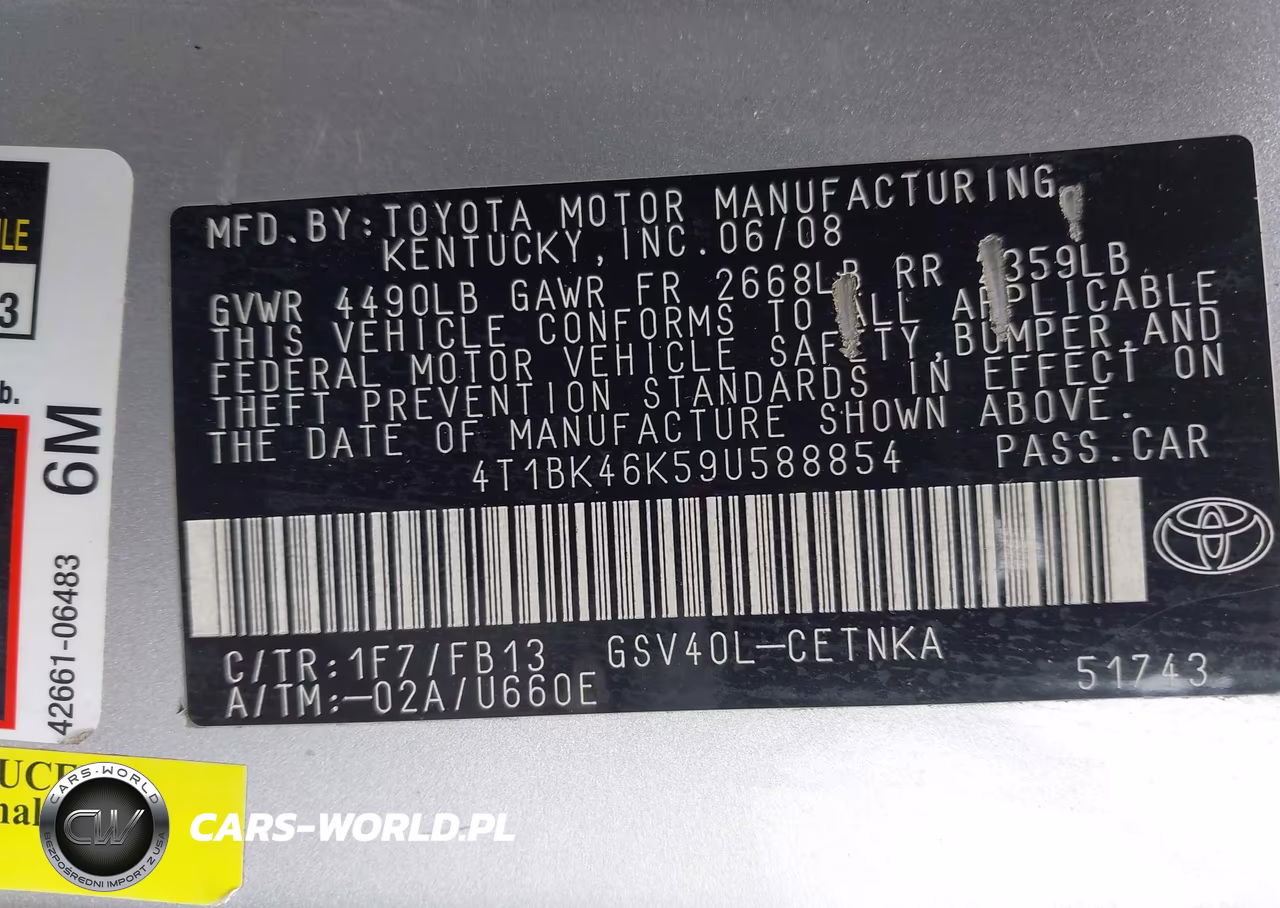 2009 Toyota Camry Le V6 VIN:4T1BK46K59U588854 - 9